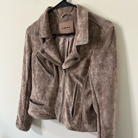 Blank NYC Suede Brown Moto Full Zip Collared Jacket Size XS - Picture 5 of 10